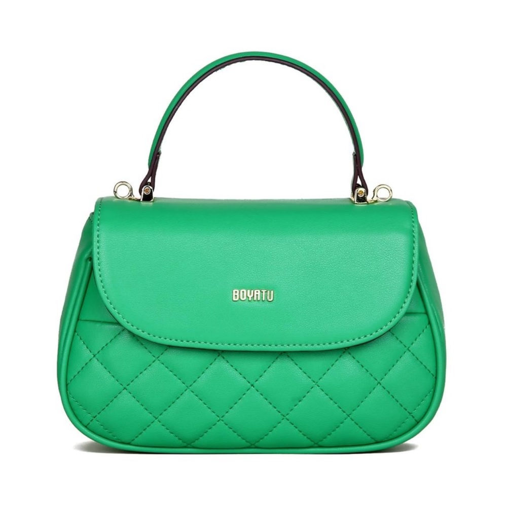 Genuine Leather Satchel Purse Quilted Shoulder Bag Ladies - c: